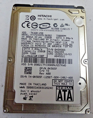 Hitachi hts723225l9a362 250 - hitachi, *hts723225l9a362*
