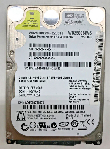 250 sata notebook - gb,
