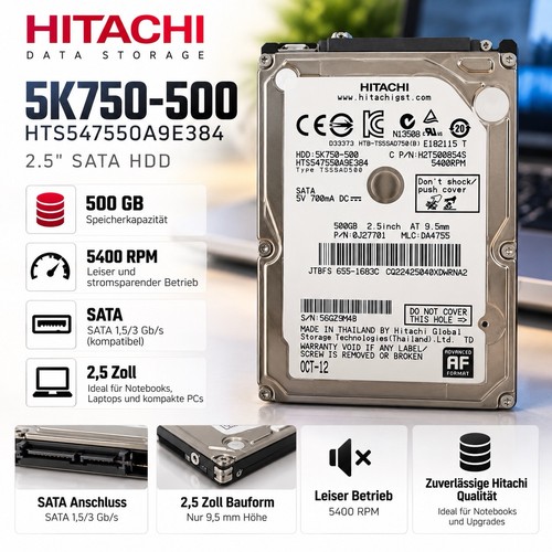 Hdd 500gb hts547550a9e384 - 500gb,