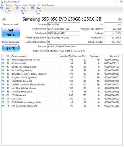 Samsung 850 evo - 250gb, 2,5"