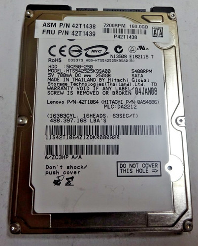 Hitachi hts542525k9sa00 250 - hitachi,